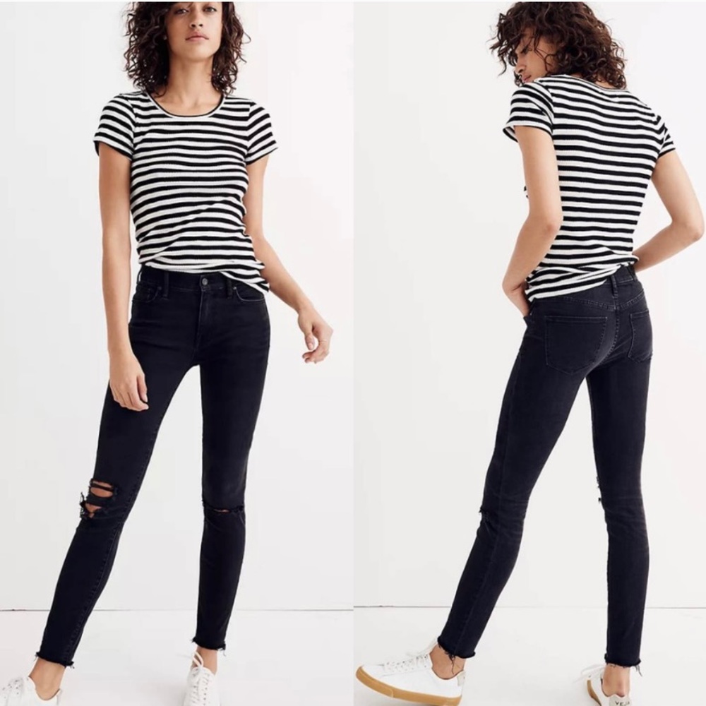 Madewell Black Denim Skinny Jeans Distressed